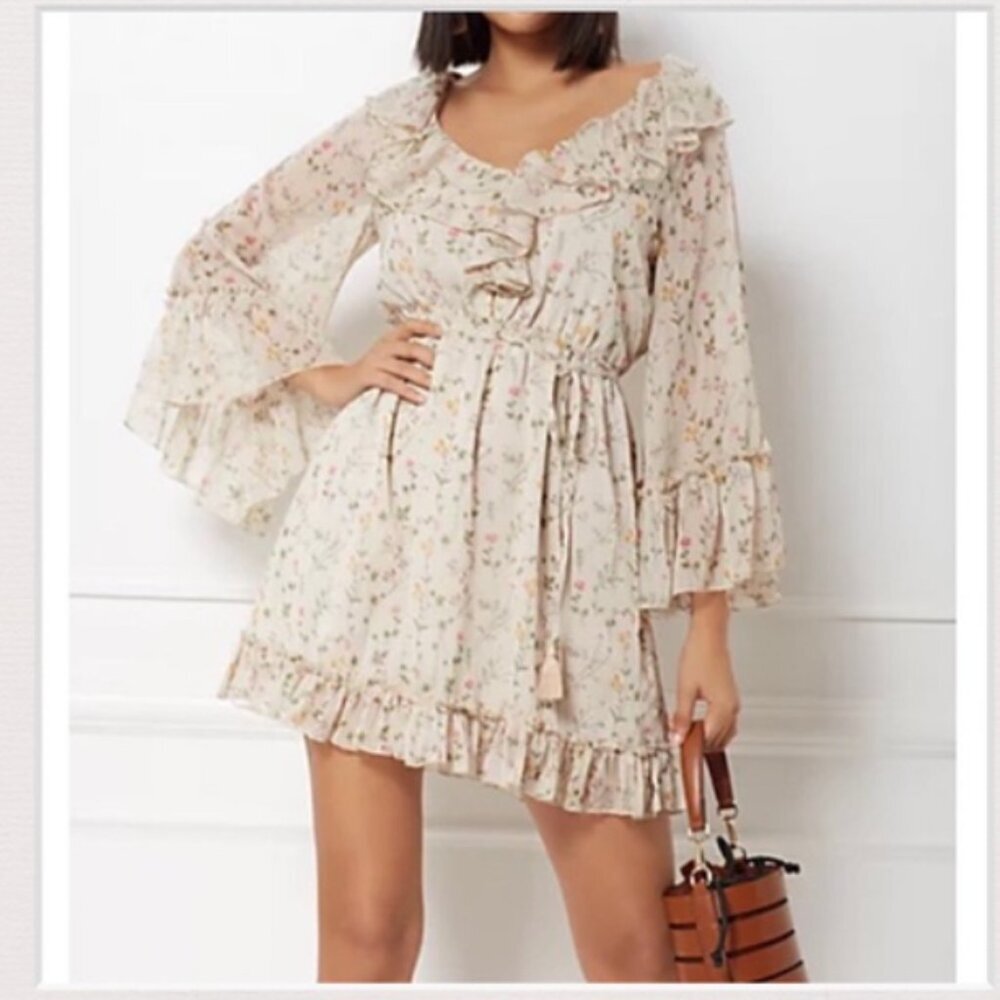 Eva Mendes NY & Co Ellyn Ruffled Flared Dress NWT